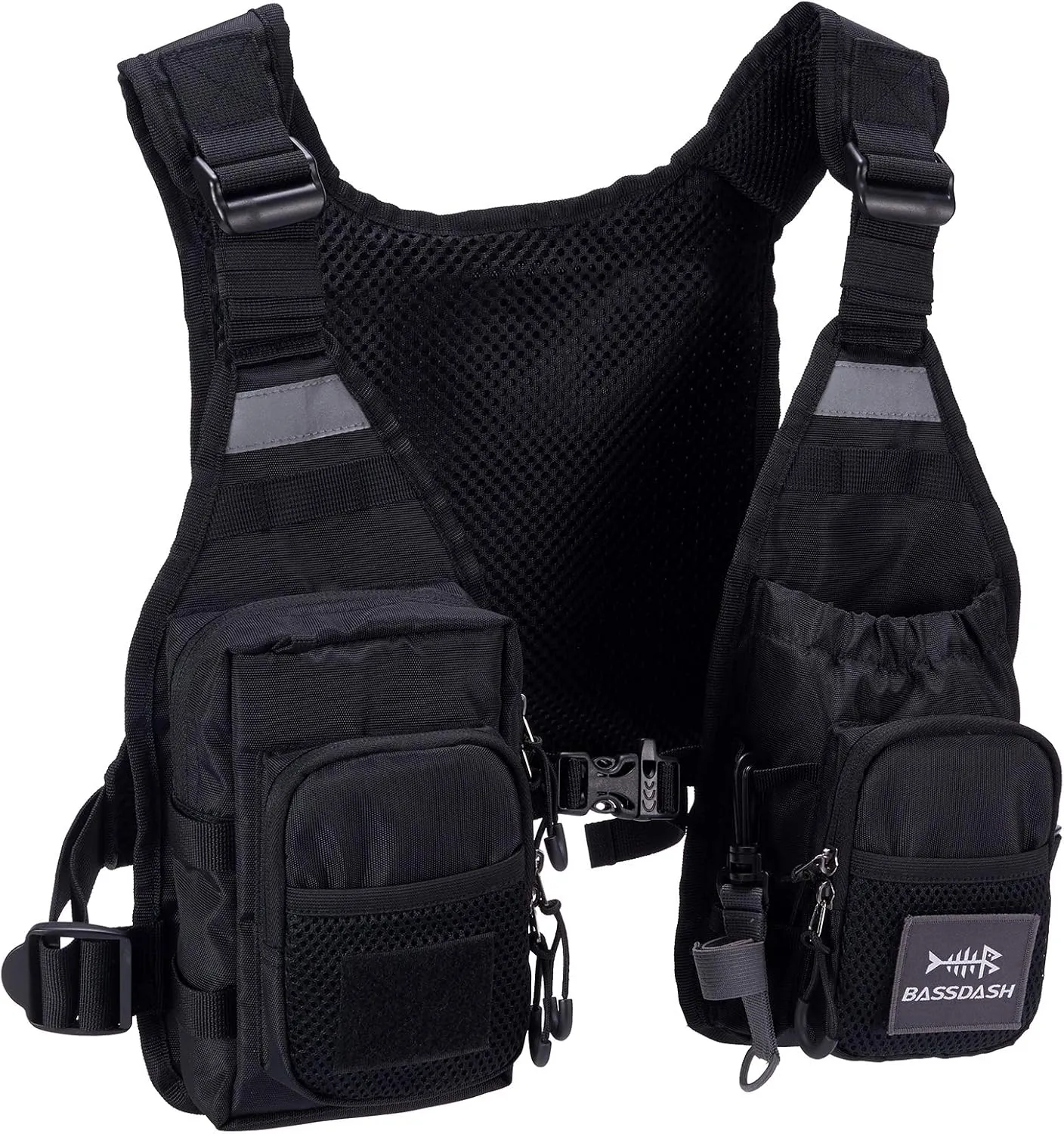 BASSDASH FV08 Ultra Lightweight Fly Fishing Vest for Men and Women Portable Chest Pack One Size Fits Most