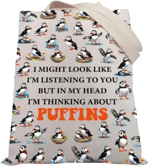BDPWSS Puffin Tote Bag Puffin Seabird Lover Gift Bird Watching Gift Ornithology Gift Birding Gift For Birdwatcher Birder Gift