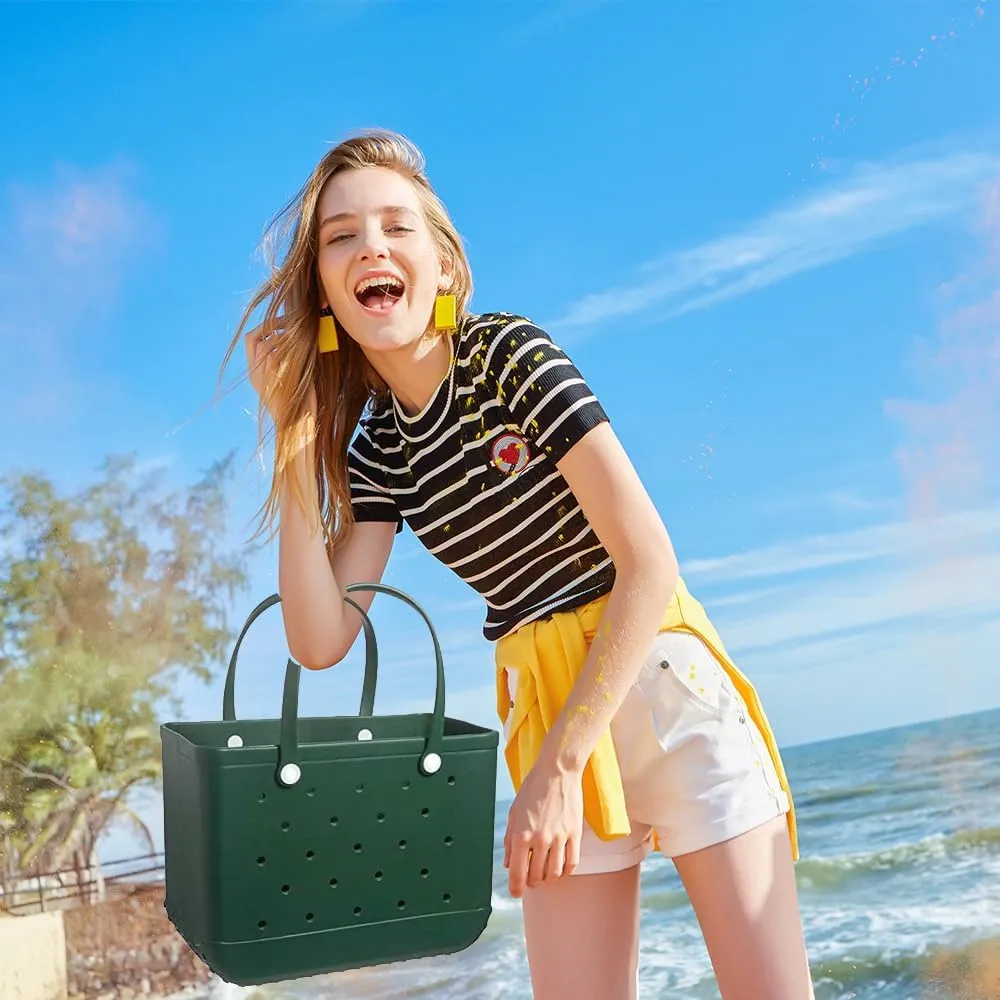 Beach Bag Rubber Tote Bag - Waterproof and Sandproof Tote Bags Outdoor Portable Handbag for Sports