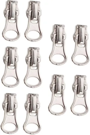Beatifufu 20pcs Metal Zipper Head Slider Pull Zipper Pull Clothes Garment Clothes Suit Pant Sliders Zinc Alloy Silver