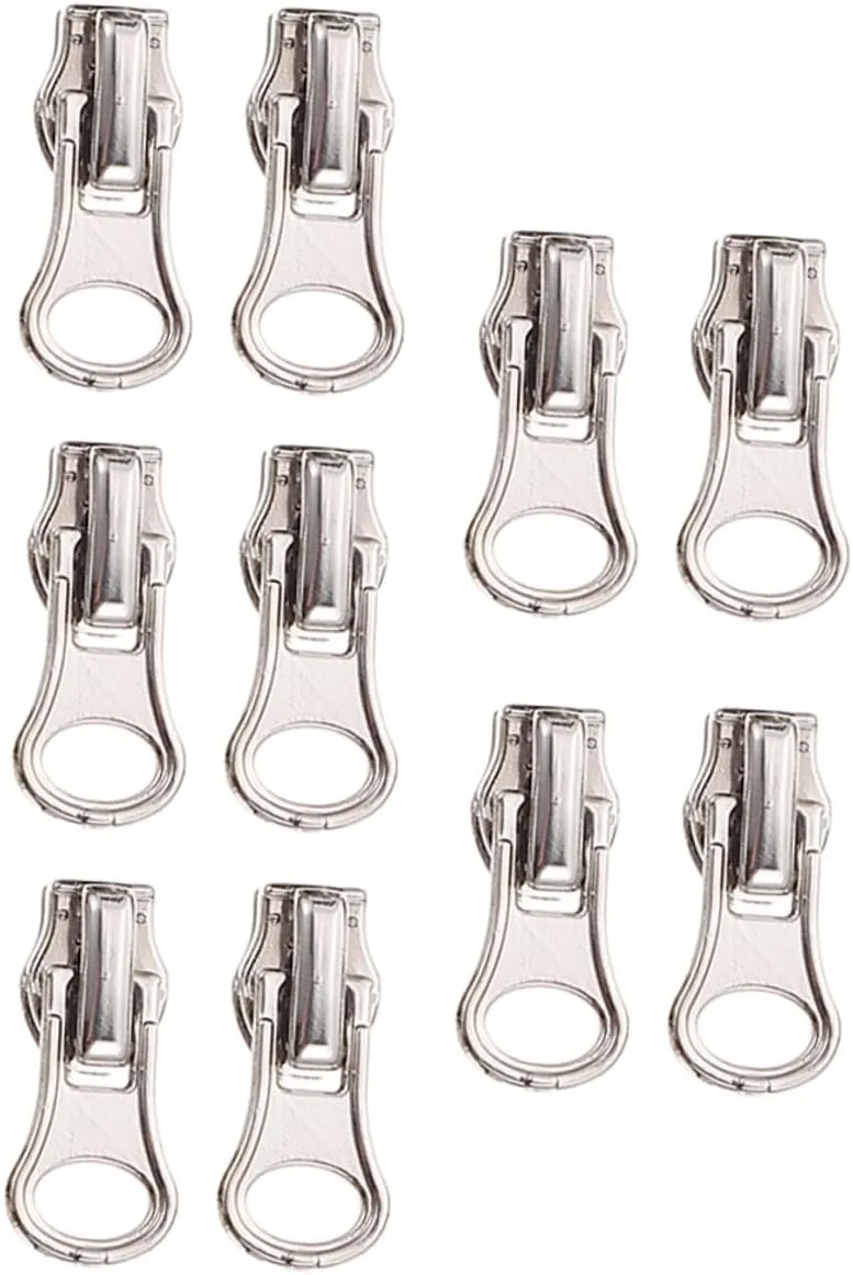 Beatifufu 20pcs Metal Zipper Head Slider Pull Zipper Pull Clothes Garment Clothes Suit Pant Sliders Zinc Alloy Silver