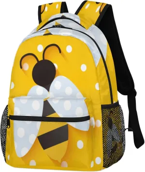 Bee Bright Yellow Backpack with Laptop Compartment Polka Dots Casual Travel Daypacks Lightweight College Bookbags Simple Computer Back Pack for Women Men