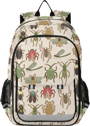 Beetle Bug Insects Backpack Lightweight Bookbag Travel Laptop Backpack College School Computer Bag with Reflective Stripes