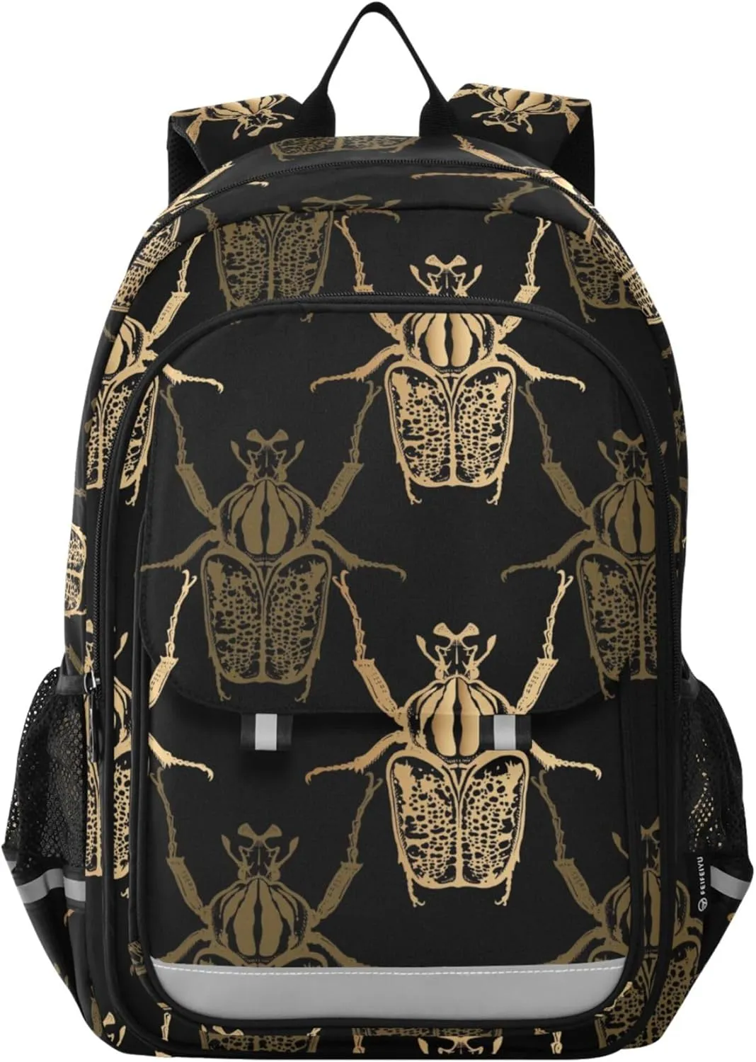 Beetle Gold Insect Backpack Lightweight Bookbag Travel Laptop Backpack College School Computer Bag with Reflective Stripes