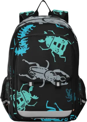 Beetles Funny Backpack Lightweight Bookbag Travel Laptop Backpack College School Computer Bag with Reflective Stripes