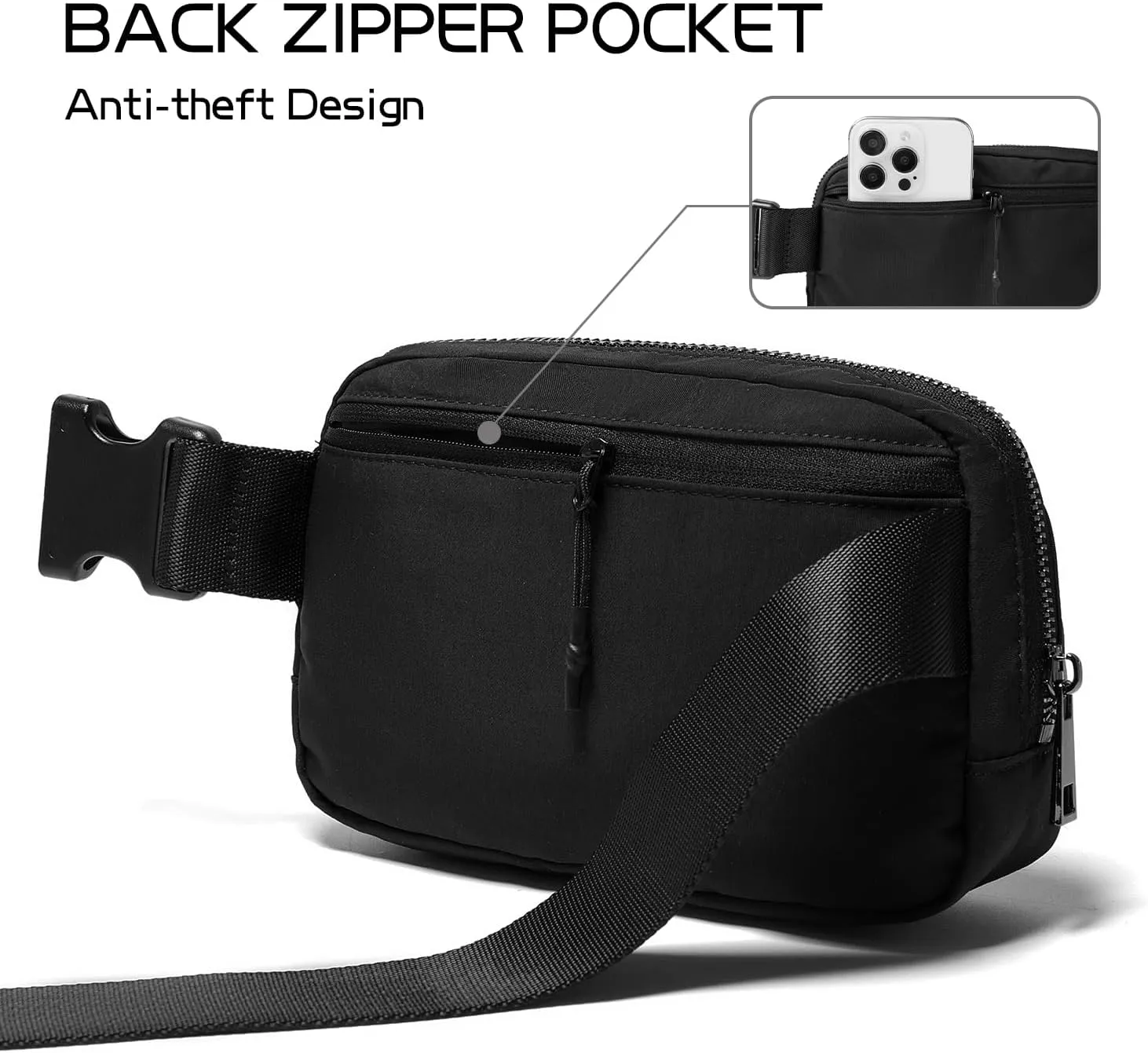 Belt Bag for Women Fanny Pack Crossbody Bags for Women Fashion Waist Packs with Adjustable Strap Gifts for Teenage Girls Women Men (Black)