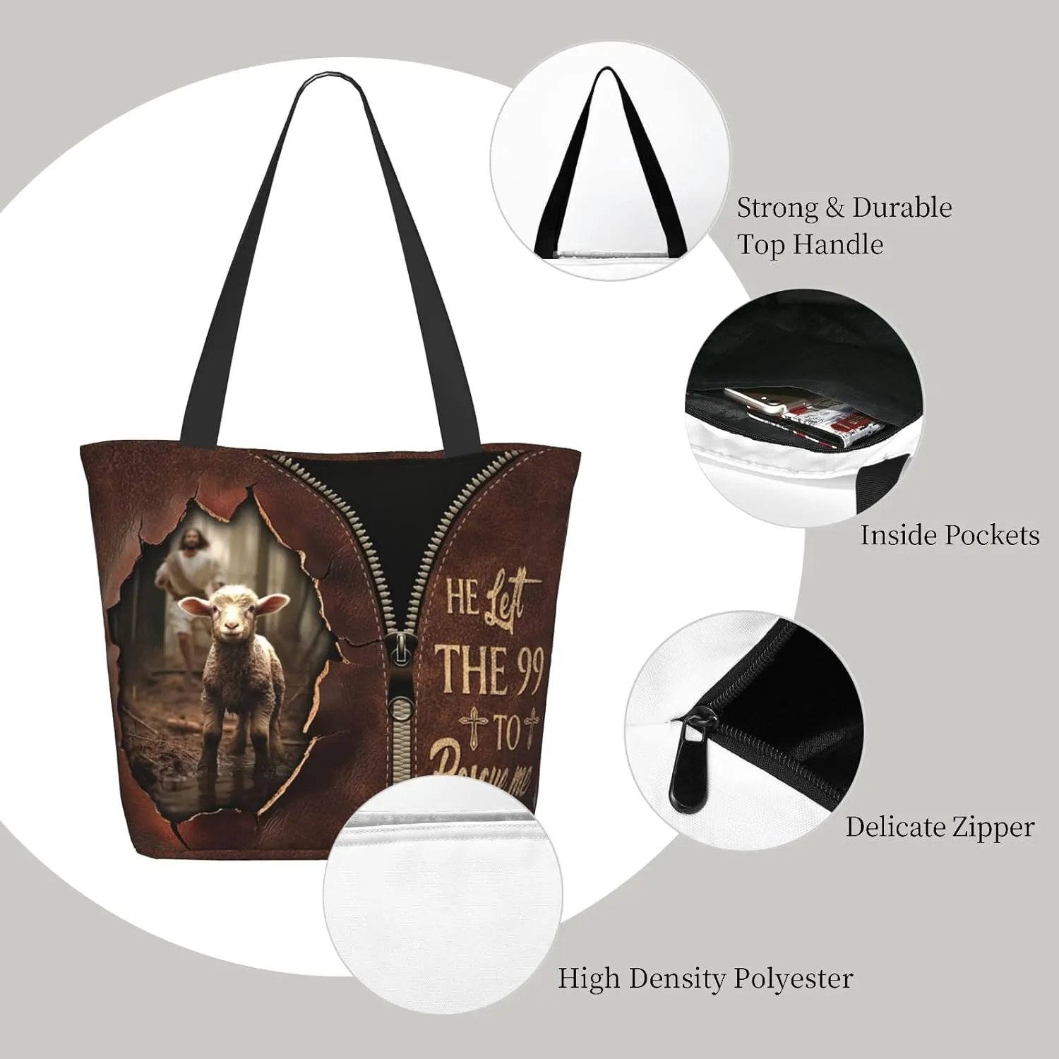 Bible Tote Bags for Women Christian Tote Bag Religious Church Bags for Women Organizer Christian Gift With Zipper
