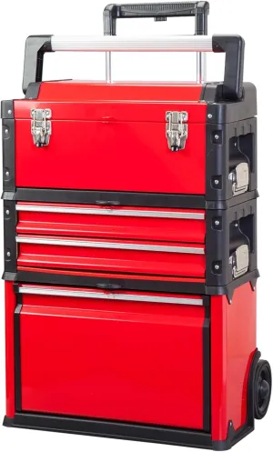 BIG RED TRJF-C305ABD-1 Garage Workshop Organizer: Portable Steel and Plastic Stackable Rolling Upright Trolley Tool Box