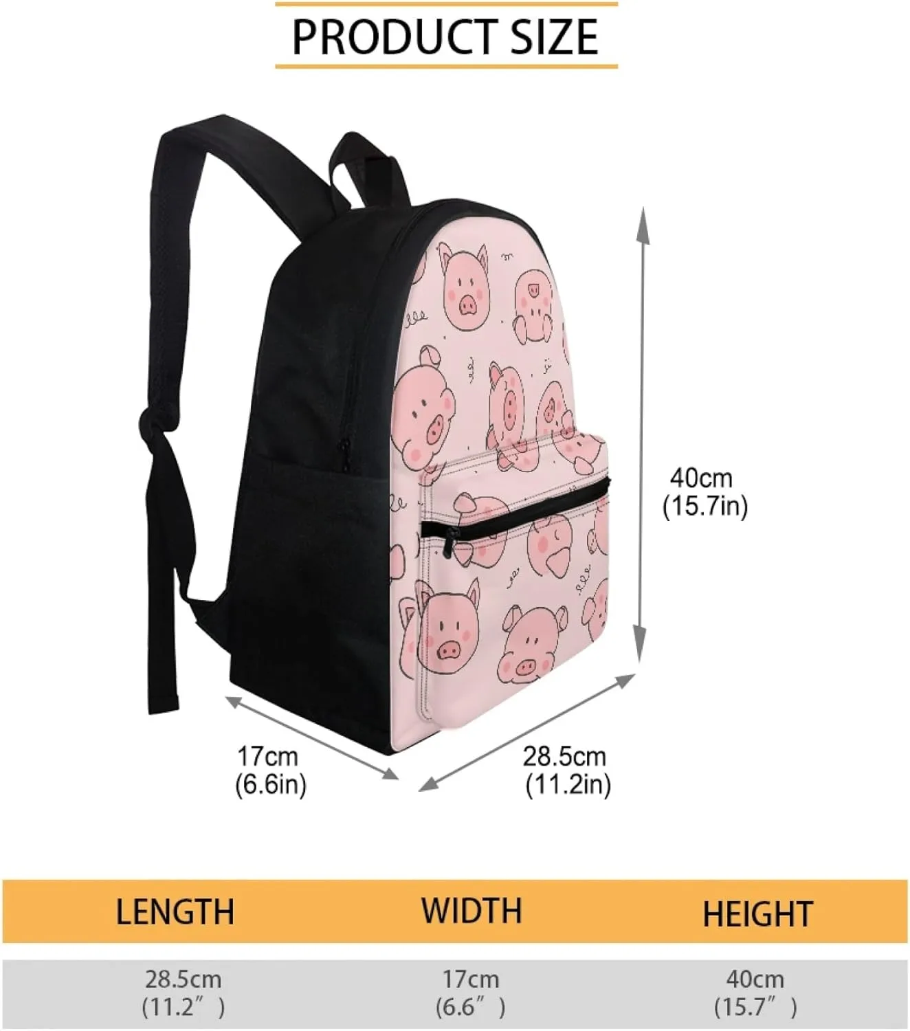 BIGCARJOB Children Backpacks Lovely Pig Print Casual Travel Waterproof School Book Bags Pink for Kids Girls