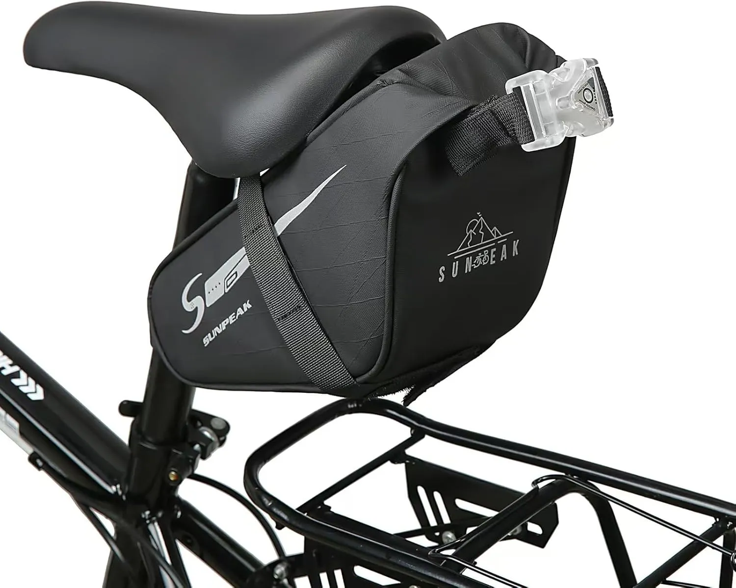 Bike Seat Bag Bicycle Saddle Bag Under Seat With tail light Waterproof Reflective Cycling Saddle Pack for Mountain Road Bikes Black
