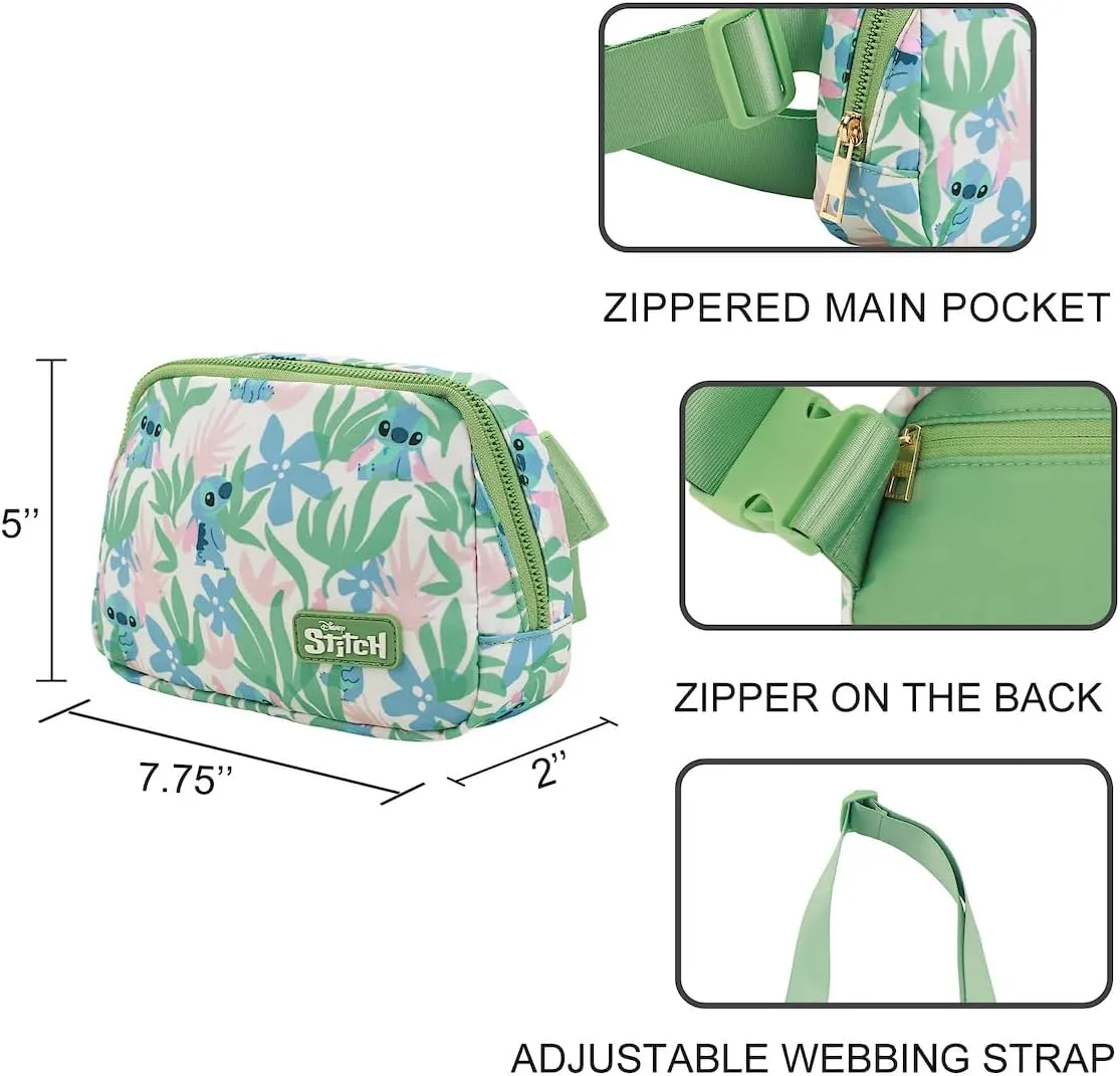 Bioworld Stitch Tropical Print 7.75" Green Fanny Pack