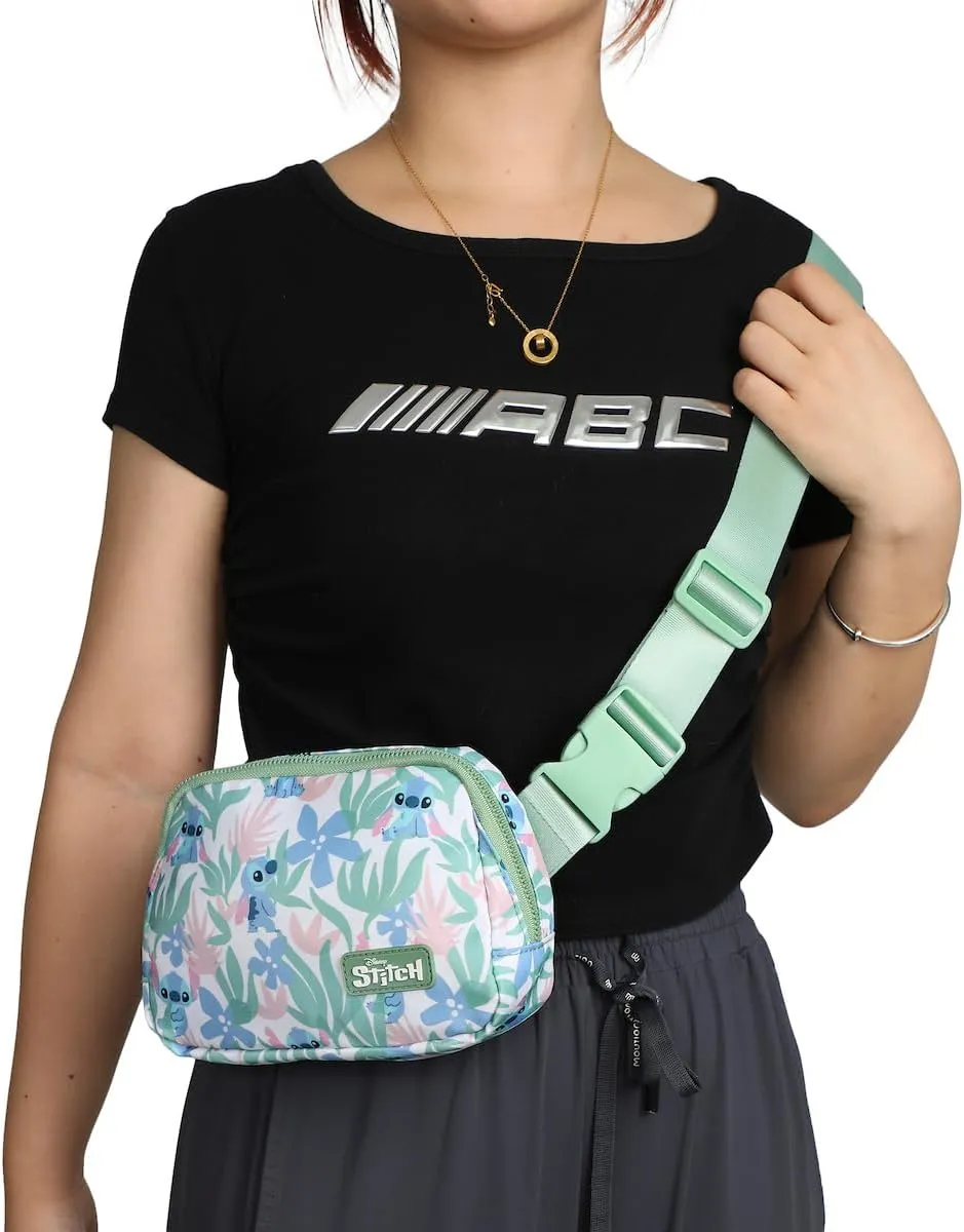 Bioworld Stitch Tropical Print 7.75" Green Fanny Pack