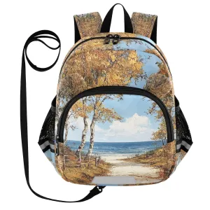 Birch Tree Seascape Golden Toddler Harness Backpack for Boys Girls 3-6 Years Kids Backpack with Anti Lost Safety Leash Baby Travel Bag for Walking Travel Preschool