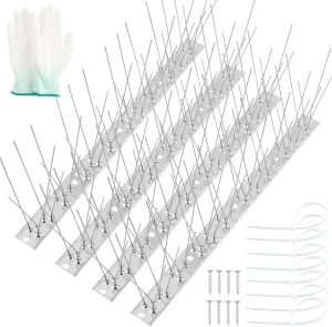 Bird Spikes, Stainless Steel Bird Spikes to Keep Birds Away 10 Pack 10.8ft Coverage, Bird Spikes Wire Prevention Spikes for Small Bird Squirrel for Fence Roof Blacony