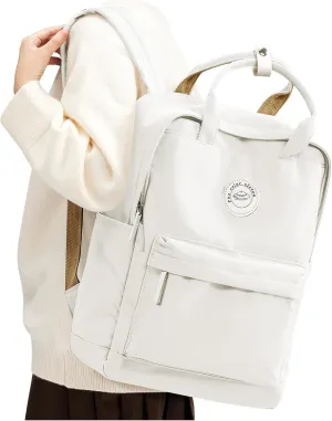 BJLFS Large White School Backpack for Girls Boys,Waterproof Bookbag for Women Men, College Student School Bag, Lightweight Travel Rucksack Casual Daypack,Laptop Backpacks