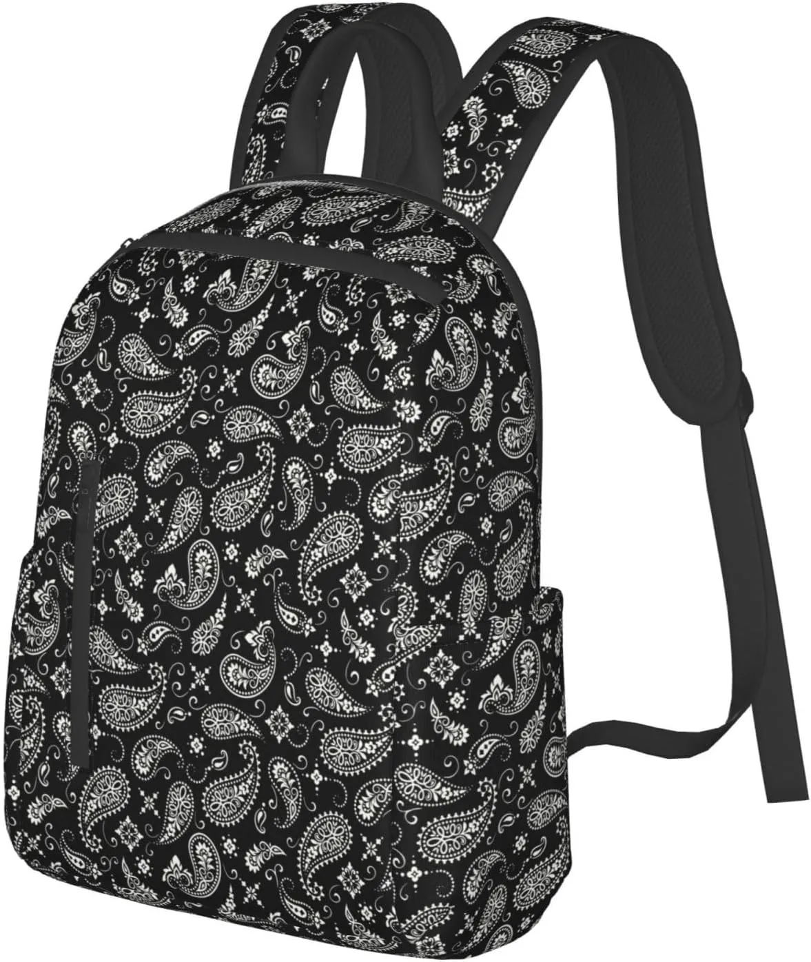 Black And White Paisley backpack bookbags casual laptop lightweight bag travel laptop daypack