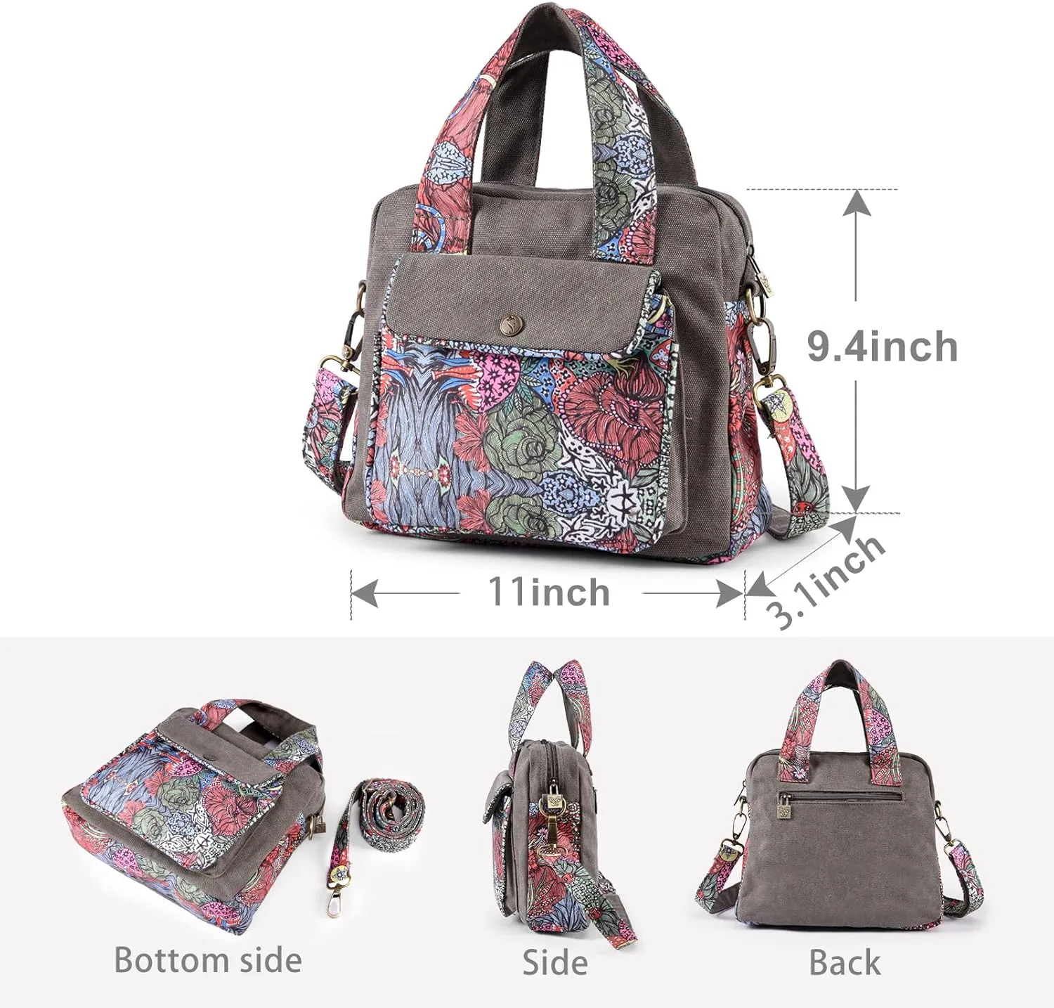 Black Butterfly Premium Canvas Shoulder Bag, Top Handle for Women, Lightweight Handbag, Small Style Crossbody