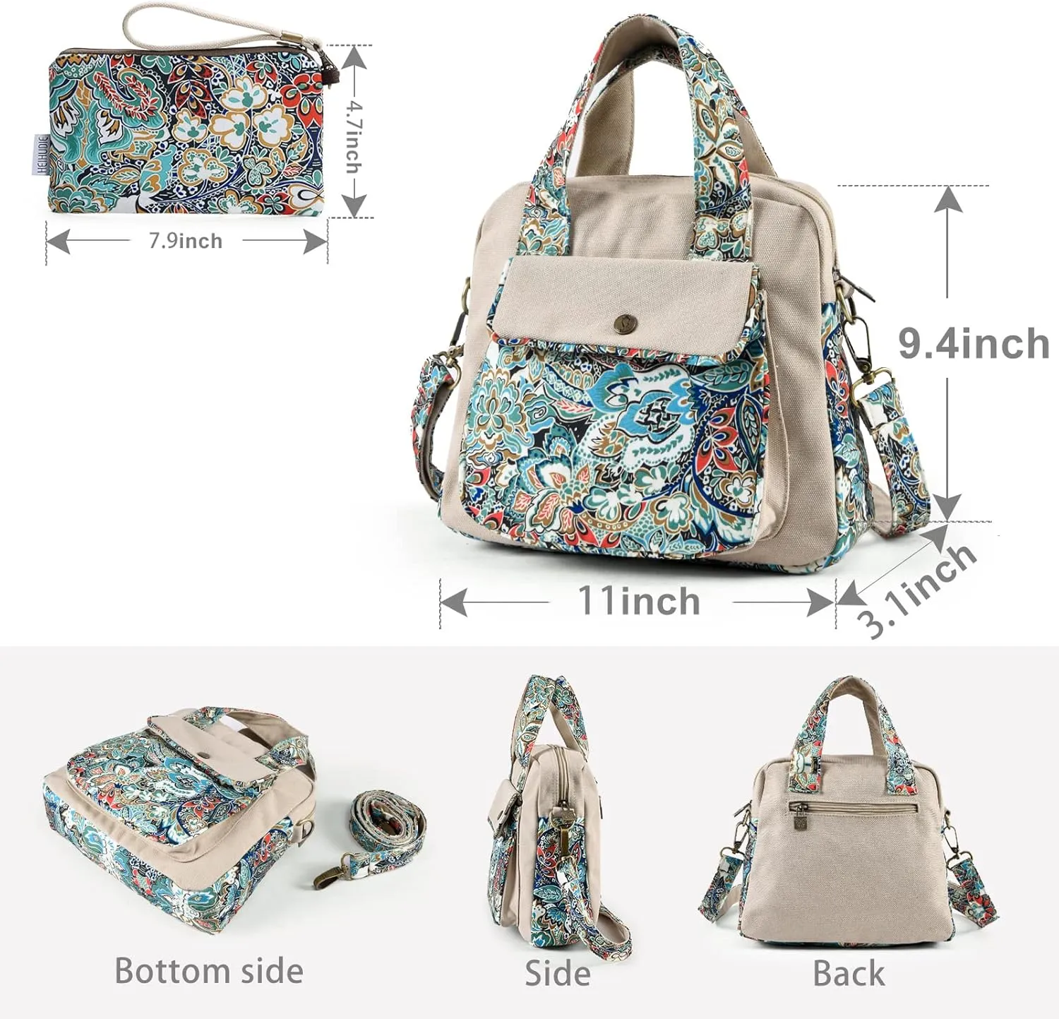 Black Butterfly Premium Canvas Shoulder Bag, Top Handle for Women, Lightweight Handbag, Small Style Crossbody