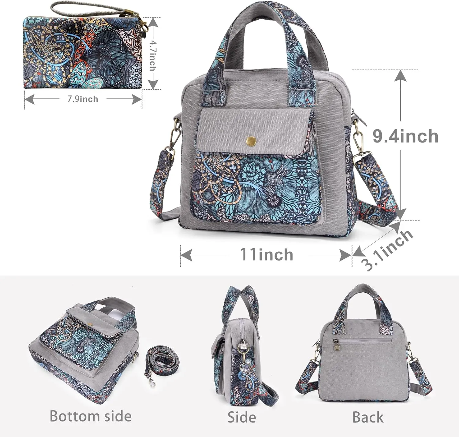 Black Butterfly Premium Canvas Shoulder Bag, Top Handle for Women, Lightweight Handbag, Small Style Crossbody