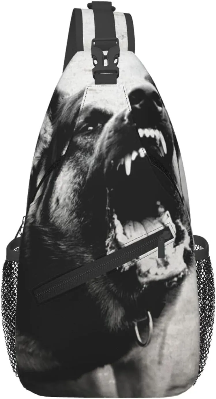 Black Shepherd Dog Casual Chest Bag For Men And Women, Cross-Body Bag With Adjustable Shoulder Strap, Suitable For Hiking And Sports