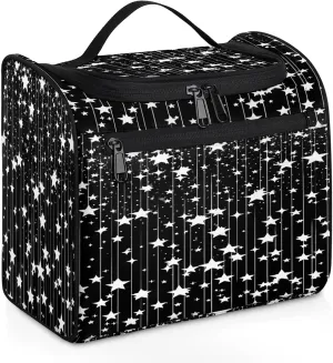 Black Star Large Makeup Bag Travel Make Up Organizer for Women Girls Cosmetic Bag Organizer With Handle
