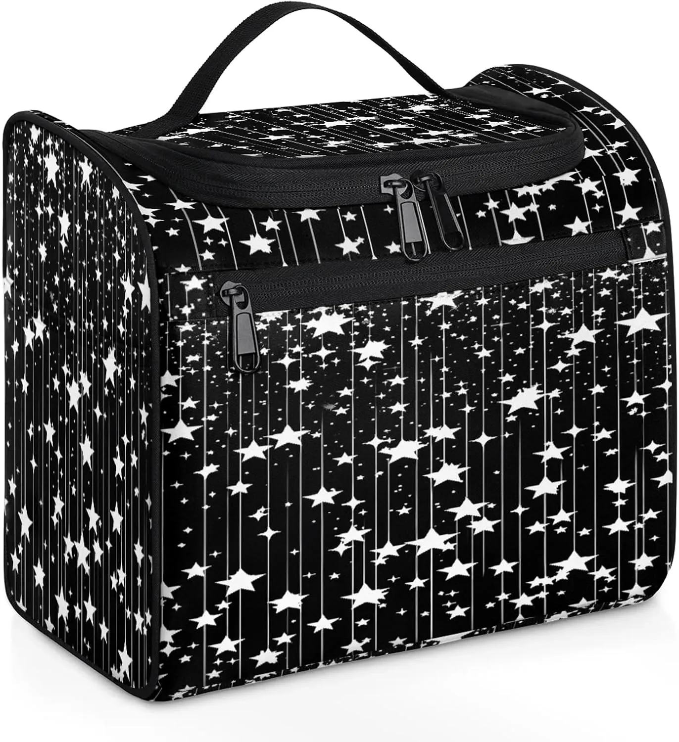 Black Star Large Makeup Bag Travel Make Up Organizer for Women Girls Cosmetic Bag Organizer With Handle