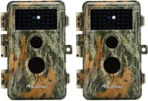 BLAZEVIDEO 2-Pack Game & Trail Camera 48MP 1296P MP4 Video No Glow Night Vision Motion Activated IP66 Waterproof 0.3 Trigger Speed for Hunting Wildlife & Home Surveillance