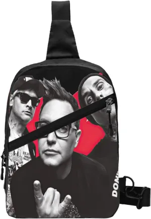 Blink Classic Rock 182 Crossbody Handbag Chest Bag Sling Bag Adjustable Shoulder Bag Hiking Daypack Stylish Outdoor Rucksack Foldable Multipurpose Bag for Biking, Black
