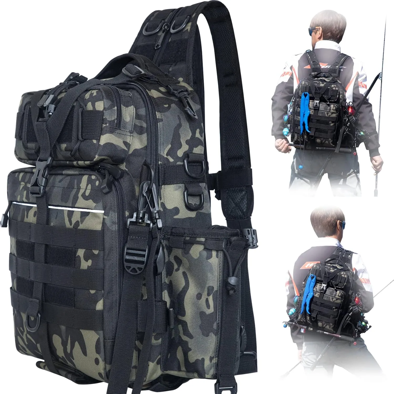 BLISSWILL Outdoor Tackle Bag - Large Water-Resistant Fishing Backpack