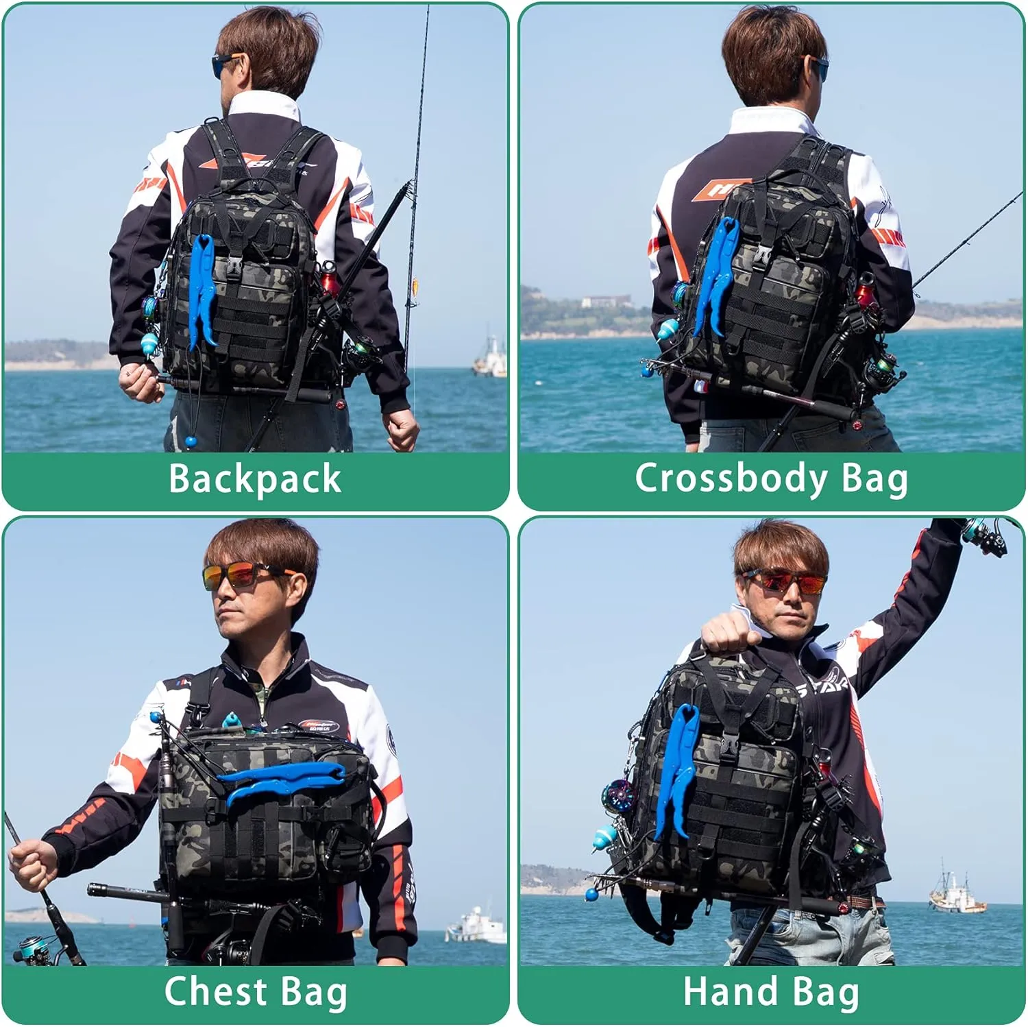 BLISSWILL Outdoor Tackle Bag - Large Water-Resistant Fishing Backpack