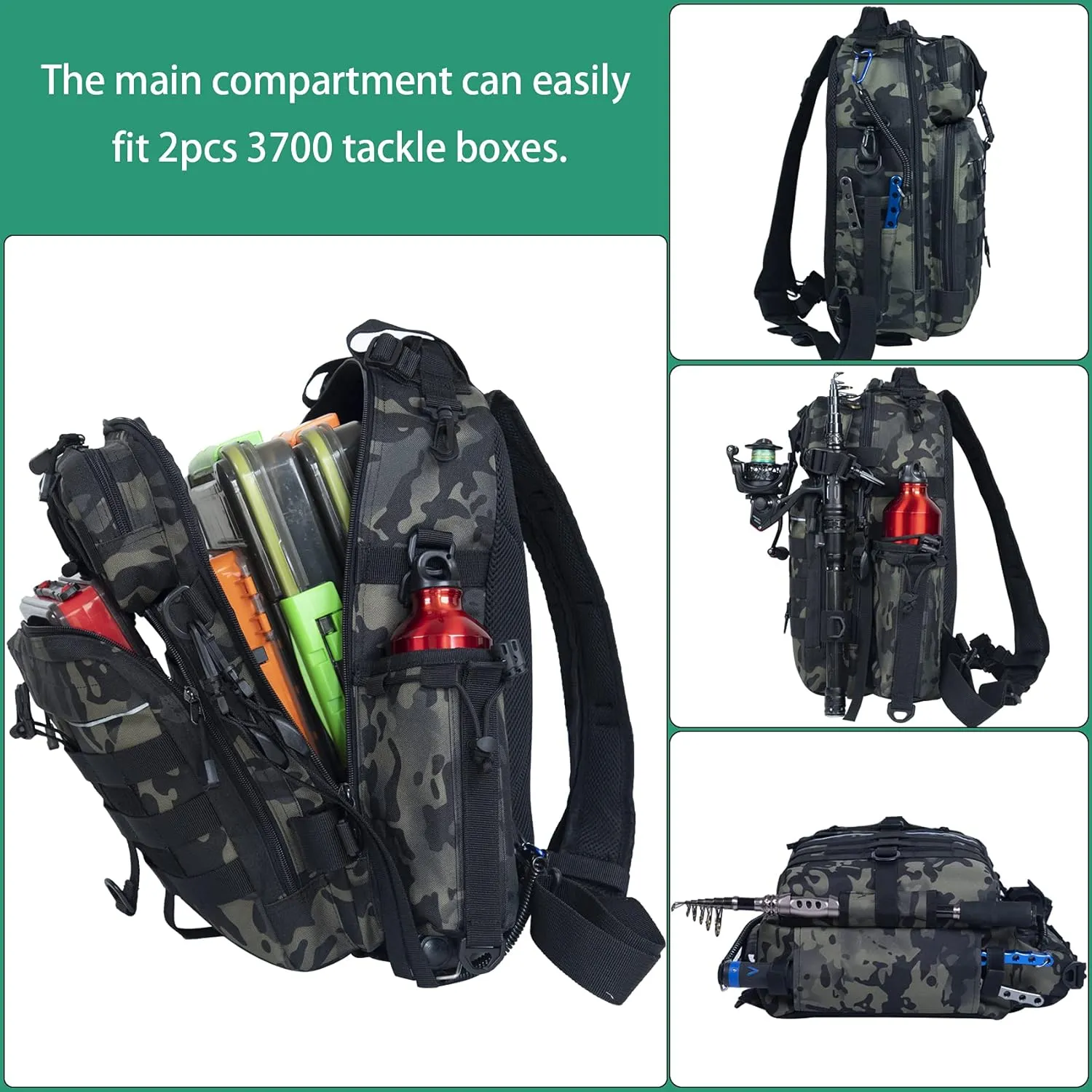BLISSWILL Outdoor Tackle Bag - Large Water-Resistant Fishing Backpack