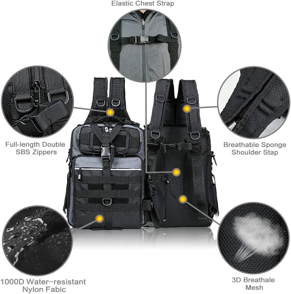 BLISSWILL Outdoor Tackle Bag - Large Water-Resistant Fishing Backpack