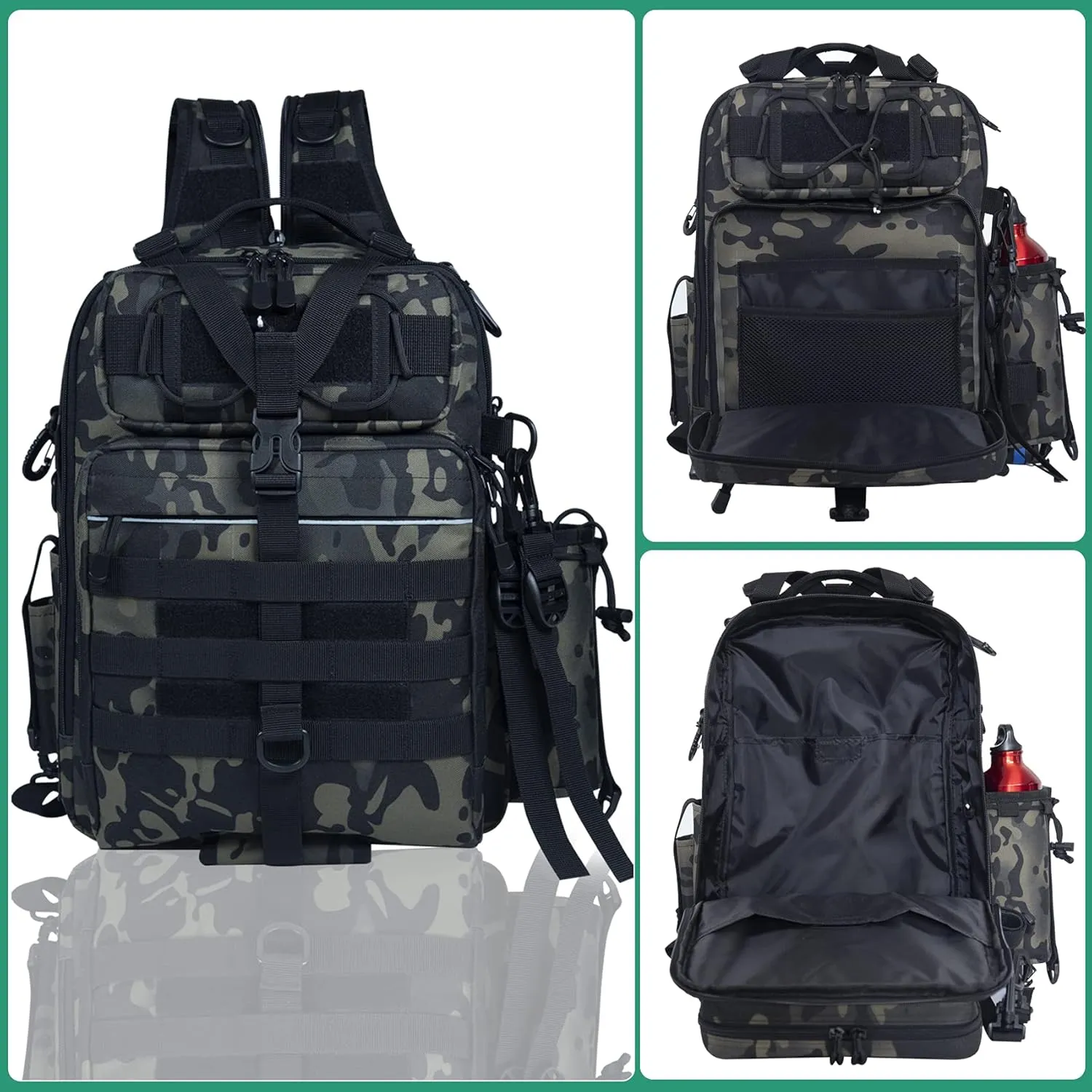 BLISSWILL Outdoor Tackle Bag - Large Water-Resistant Fishing Backpack