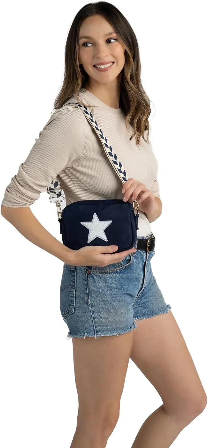 BLOC Bags Crossbody Bags for Women Purse Designer Shoulder Handbag with Zippers, Internal Zipper Pocket, and Wide Strap