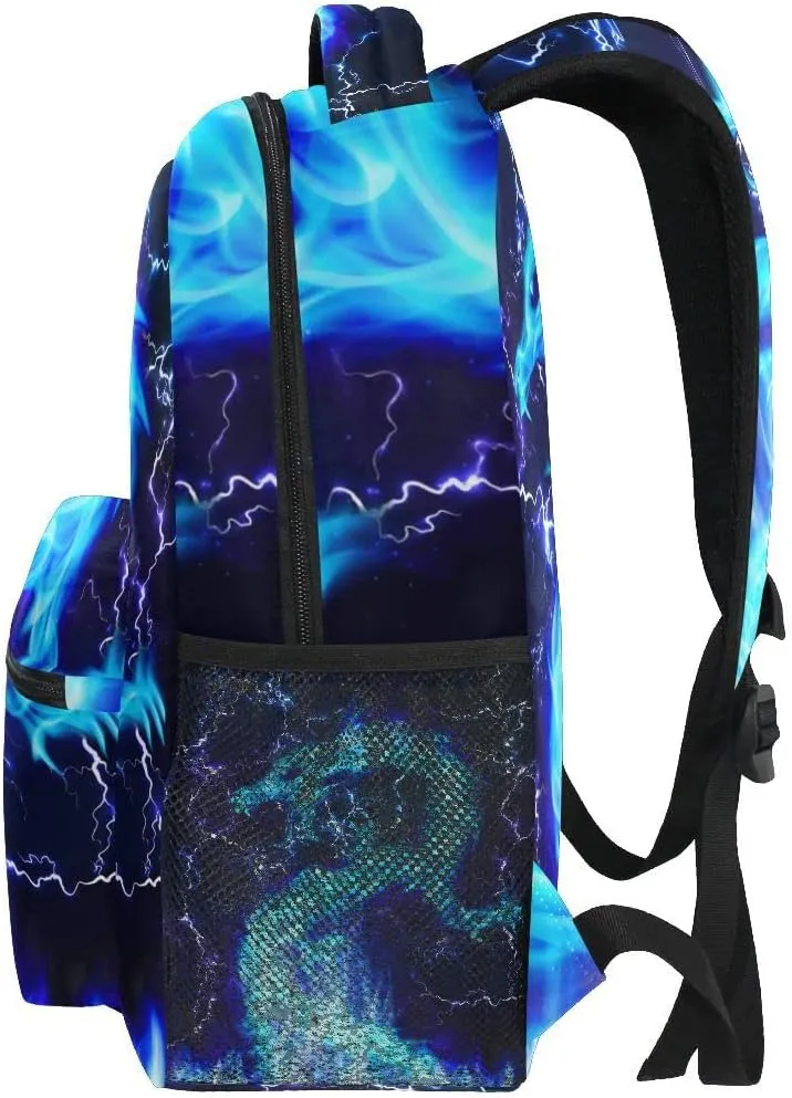 Blue Dragon Backpack Cool Lighting Bookbag for Kids Teen Girls Boys Back to School Gifts for 2nd 3rd 4th 5th 6th Grade