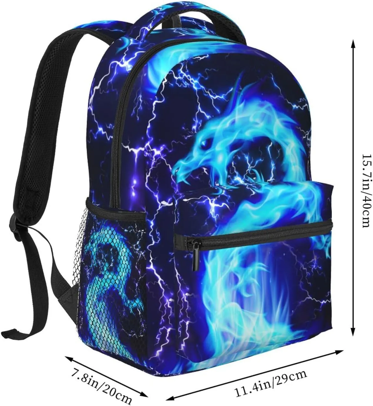 Blue Dragon Backpack Cool Lighting Bookbag for Kids Teen Girls Boys Back to School Gifts for 2nd 3rd 4th 5th 6th Grade