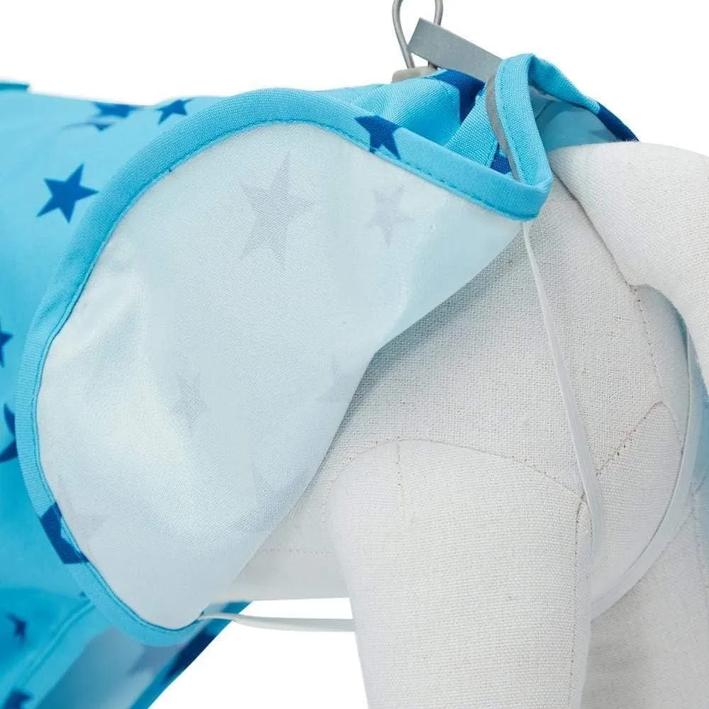 Blueberry Pet 18" Star Prints Lightweight Reflective Waterproof Dog Raincoat with Hood & Harness Hole, Blue, Outdoor Rain Gear Jacket 2 Legs for Large Dogs