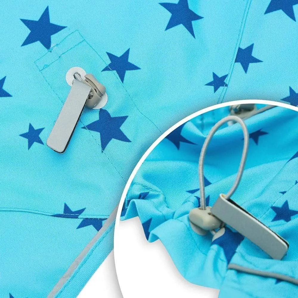Blueberry Pet 18" Star Prints Lightweight Reflective Waterproof Dog Raincoat with Hood & Harness Hole, Blue, Outdoor Rain Gear Jacket 2 Legs for Large Dogs