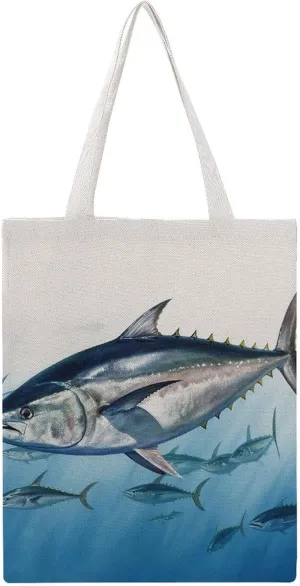 Bluefin Tuna Thunnus Handbags Portable Shoulder Bag Canvas Tote Bag Unisex for Work Hiking Gym Gift