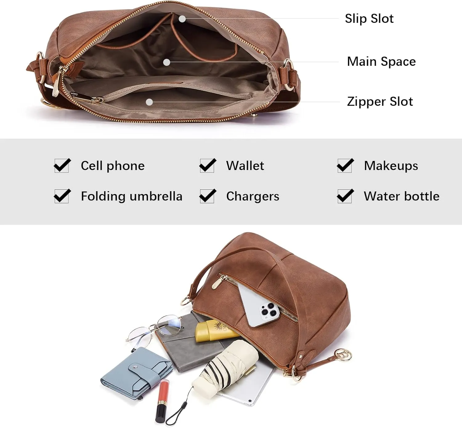 BOSTANTEN Purses for Women Vegan Leather Shoulder Bag Designer Ladies Hobo Handbags Pocketbooks