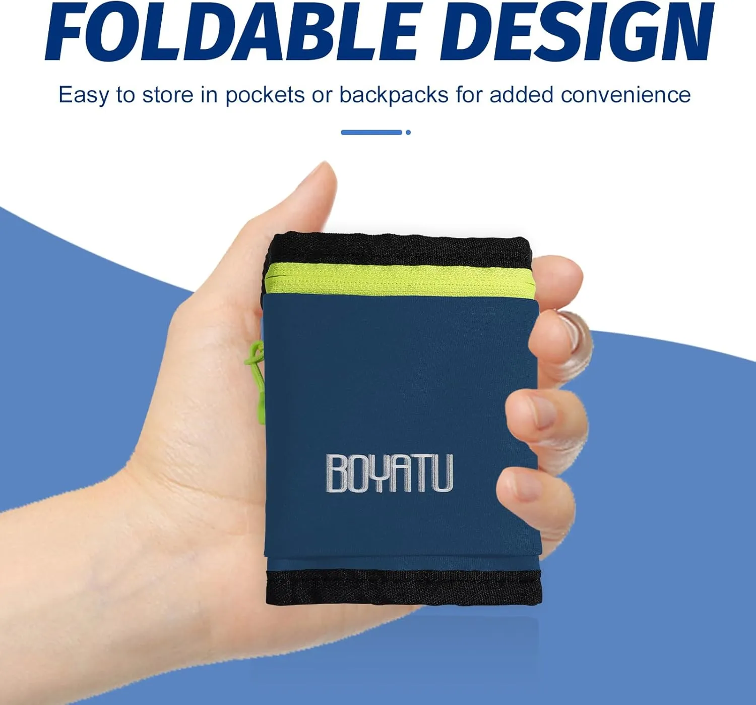 BOYATU Running Belt, Waist Pack - Workout Fanny Pack, Slim Runner Belt with Phone Holder, Blue 2, Waterproof, Adjustable
