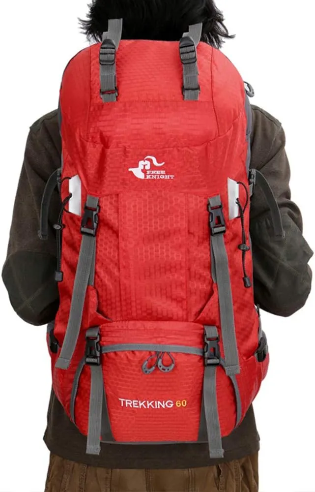 Bseash 60L Waterproof Hiking Camping Backpack with Rain Cover, Large Outdoor Sport Travel Daypack Rucksack for Climbing