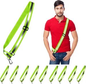 Bulk 10 Pack - Safety Reflective Sash for Walking at Night Adjustable Safety Sash for Men Women Kids Reflective Belt Sash for Running Walking Biking