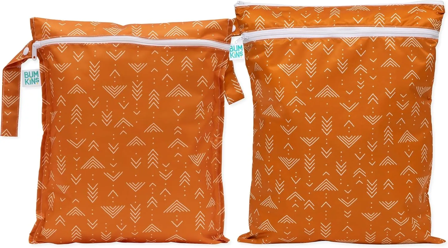 Bumkins Waterproof Wet and Wetdry Bags for Baby, Travel, Swim Suit, Cloth Diaper, Pump Parts, Pool, Beach, Gym Clothes, Toiletry, Hook to Stroller, Daycare, Zipper Reusable Packing Pouch, Boho Orange