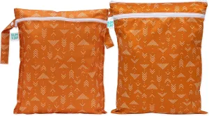Bumkins Waterproof Wet and Wetdry Bags for Baby, Travel, Swim Suit, Cloth Diaper, Pump Parts, Pool, Beach, Gym Clothes, Toiletry, Hook to Stroller, Daycare, Zipper Reusable Packing Pouch, Boho Orange