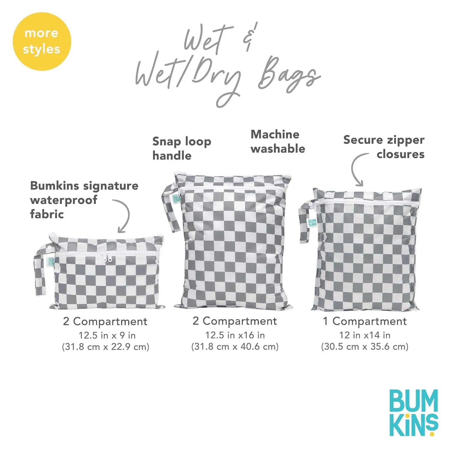 Bumkins Waterproof Wet Dry Bag for Baby, Travel, Swim Suit, Cloth Diaper, Pump Parts, Pool, Beach, Gym Clothes, Toiletry, Hook to Stroller, Daycare, Zipper Reusable Wetdry Packing Pouch, Rainbows Blue
