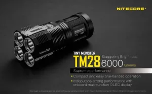 Bundle: Nitecore TM28 6000 Lumen Rechargeable Flashlight/Searchlight w/ NBP68HD Battery Pack  4x IMR 10A Batteries