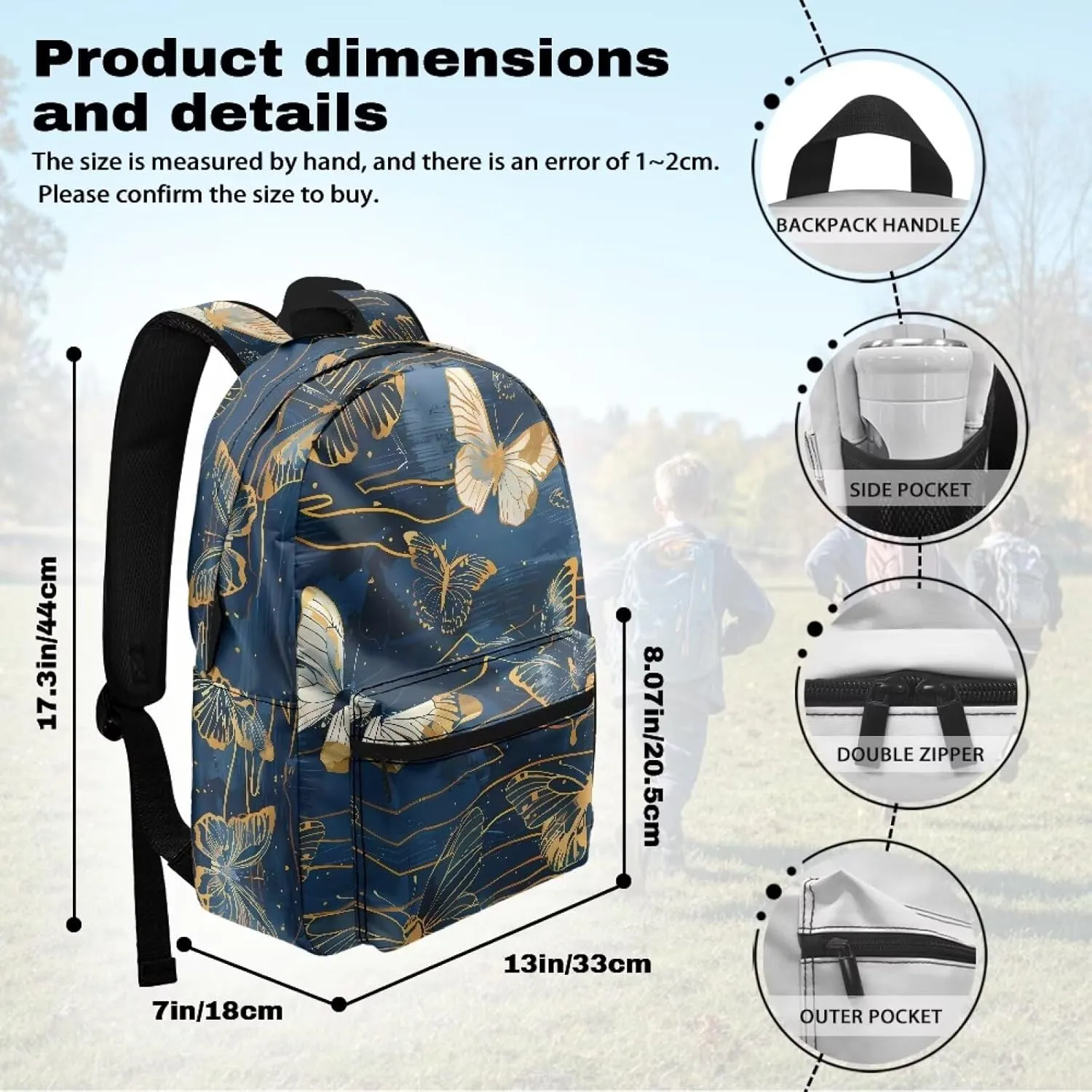 Butterfly Tie-Dye Travel Backpack Fashion Ladies Outdoor Bag Laptop Back Pack Purse Stylish Computer Rucksack with Large Capacity with Double Zipper Closure