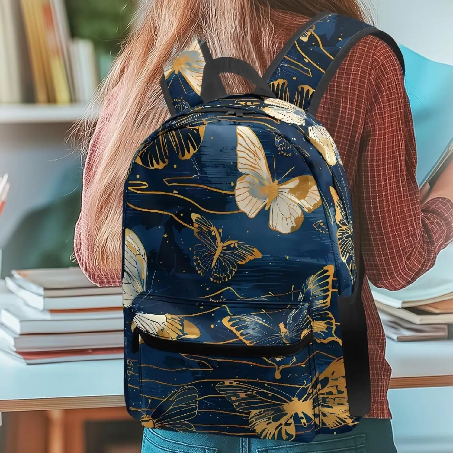 Butterfly Tie-Dye Travel Backpack Fashion Ladies Outdoor Bag Laptop Back Pack Purse Stylish Computer Rucksack with Large Capacity with Double Zipper Closure