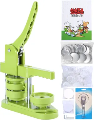 Button Maker Machine 58mm - (3rd Gen) Installation-Free 58mm(2.25in) DIY Pin Badge Button Maker Press Machine Badge Punch Press with Free 100pcs Button Parts&Pictures&Circle Cutter&Magic Book